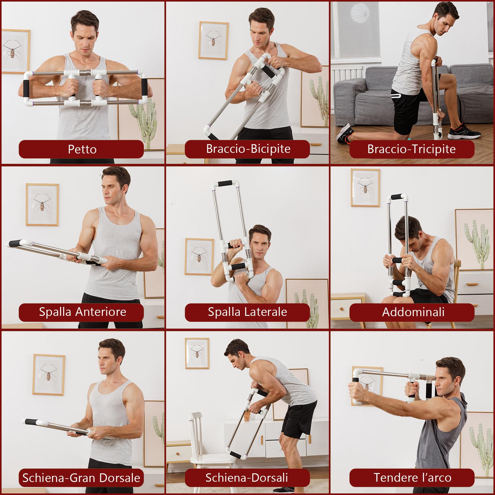 GOFITNESS Push Down Bar Attrezzo per Pettorali | Esercizi Petto, Braccia, Spalle, Addominali e Schiena - Allenatore per Pettorali Attrezzo per Allenamento della Forza a Casa