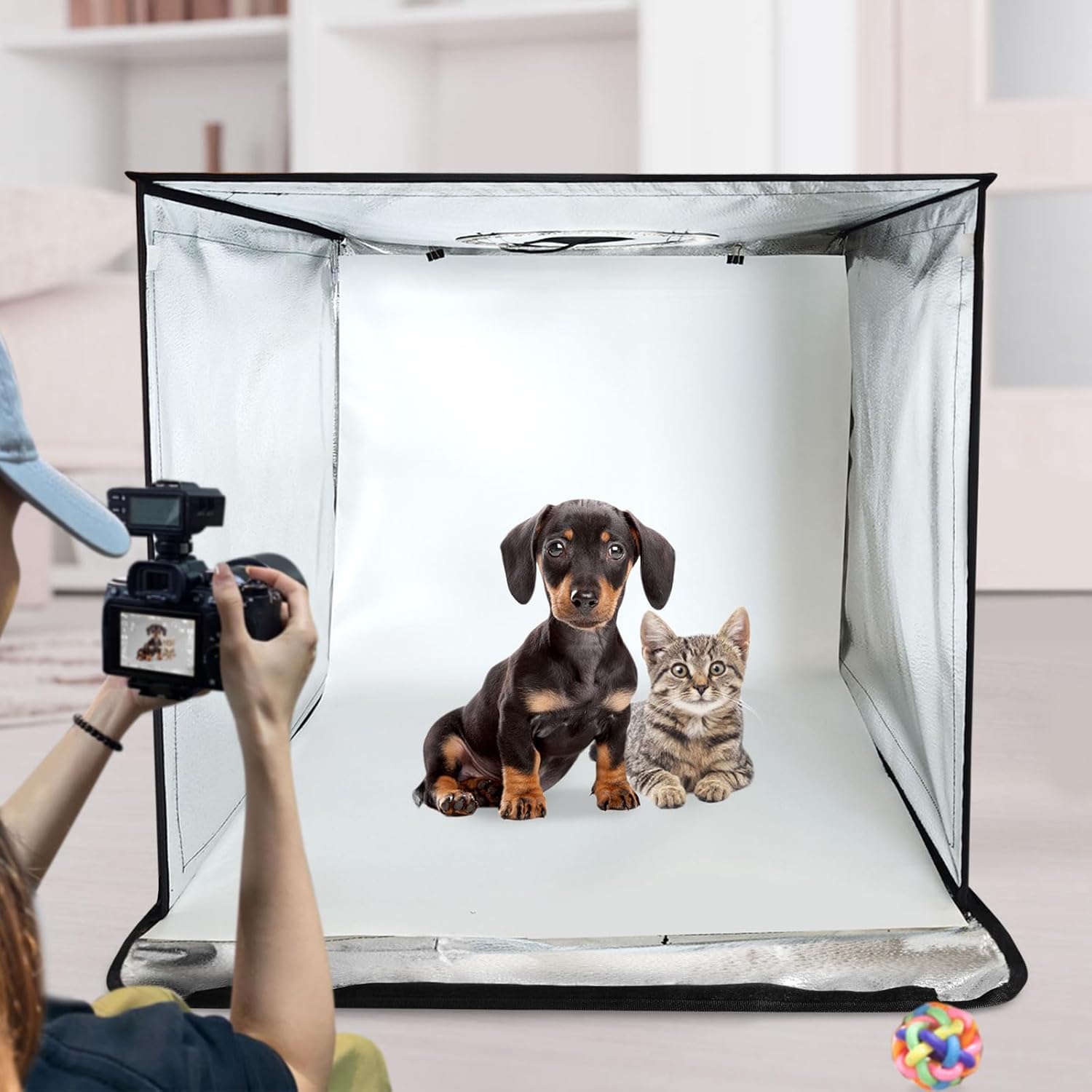 24x24 Inches Light Box Photography: Product Jewelry Photo Background Shooting Tents - Portable Folding Mini Photo Booth - Smart Round Panel Light with Tri-CCT & RGB 7-Color Control