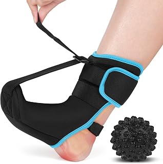 Plantar Fasciitis Night Splint Sock with Massage Ball for Tension Relief, Alleviate Pain from Plantar Fasciitis, Arch Pain, Heel Spur, Foot-drop and Achilles Tendonitis, Soft and Comfortable Foot Brace for Men and Women, Large-Sky-Blue