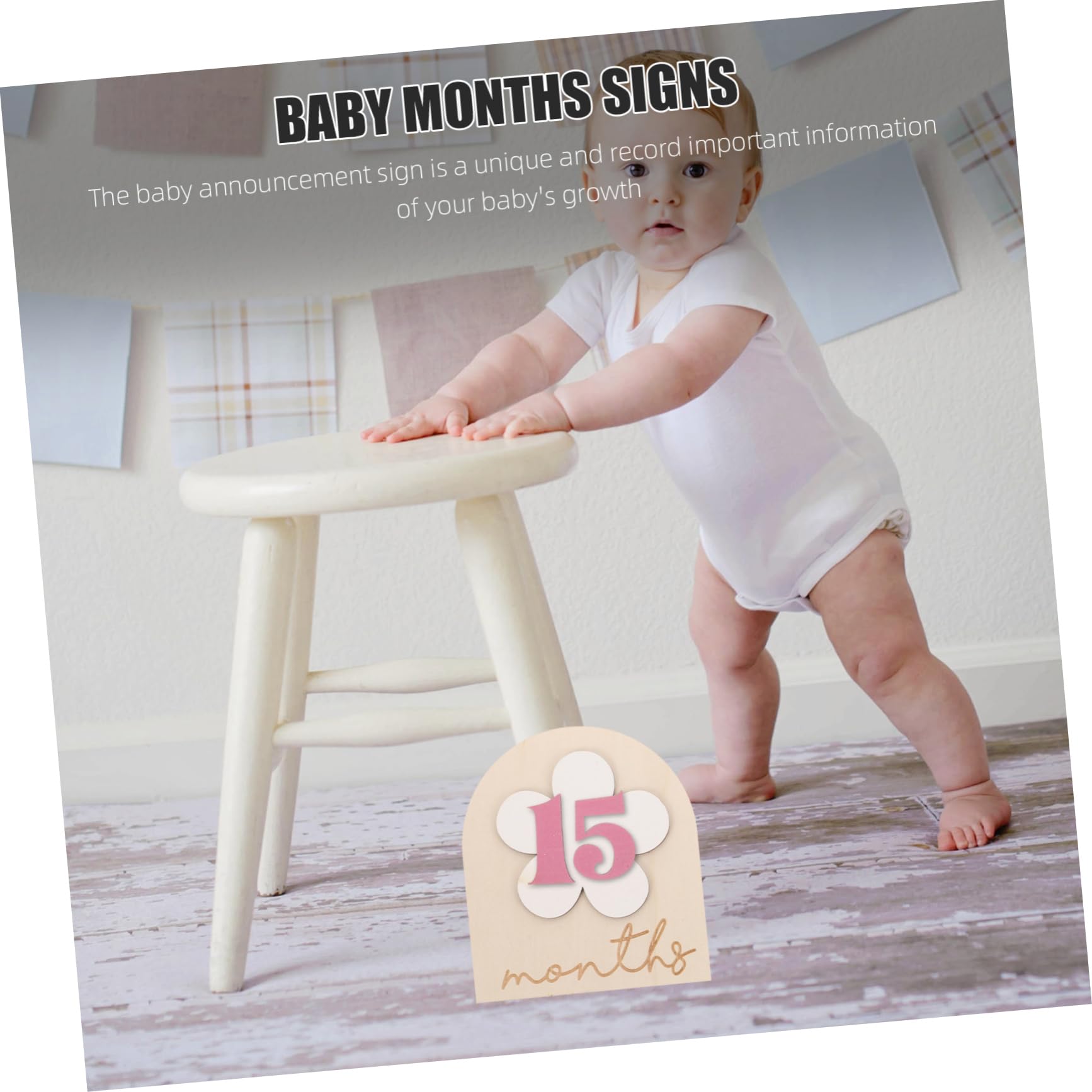 DOITOOL 5 Sätze Requisiten Für Die Babyfotografie Foto-shooting Monatlich Bekanntmachung Kleinkind Erste Artikel Geburt Zu Monatszeichen Für Babys Babyzeichen Babypartyschild Hölzern