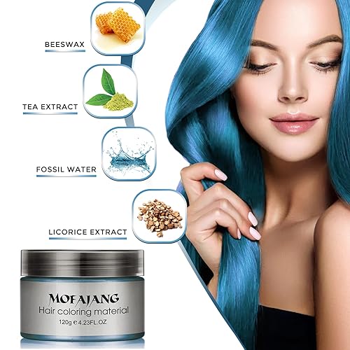 Miniatura 2 de SOVONCARE Cera Azul para Teñido Temporal del Cabello, Lavable, Tinte para el Cabello para Hombres y Mujeres, Arcillas de Estilo Desechables de Todo