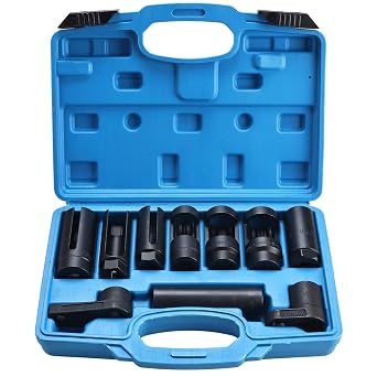 BOOMSTART 10-Piece Lambda Sensor Key Set 22 mm Lambda Sensor Nut 3/8 Inch 1/2 Inch Nox Probe Lambda Sensor Tool Socket Wrench for Disassembly Lambda Sensor Car