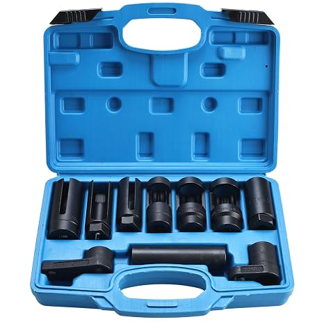 BOOMSTART 10-Piece Lambda Sensor Key Set 22 mm Lambda Sensor Nut 3/8 Inch 1/2 Inch Nox Probe Lambda Sensor Tool Socket Wrench for Disassembly Lambda Sensor Car