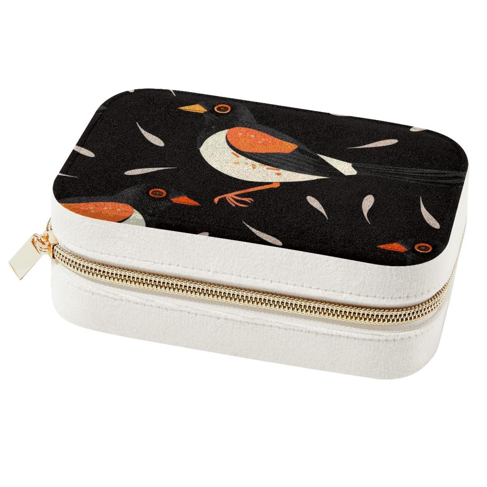 Boîte à bijoux portable motif Myna pour bagues et colliers