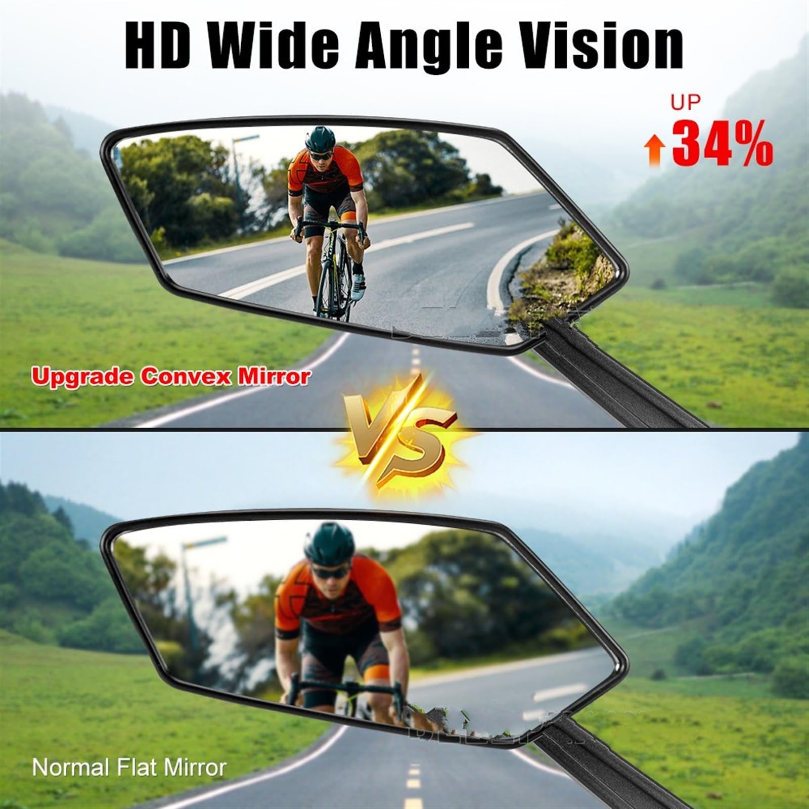 Avec Réflecteur Rétroviseur Vélo 22~25mm Guidon Rotatif Réglable Rétroviseur Clair Scooter Électrique Vélo Cyclisme Rétroviseurs Moto | Right Mirror