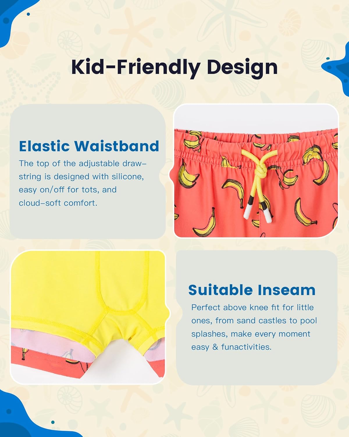 SURF CUZ Boys Swim Trunks with Compression Liner Toddler Swimsuit Boy Swim Shorts Bathing Suits Boxer Brief Swimming Trunks - Image 4