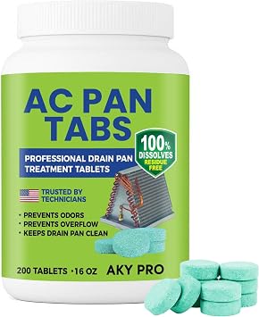 AC PAN TABS 200 AC Drain Line Cleaner Tablets for HVAC & Air Conditioner Condensate Pan Preventive Maintenance, Water-Soluble, No-Residue & Prevents Overflow