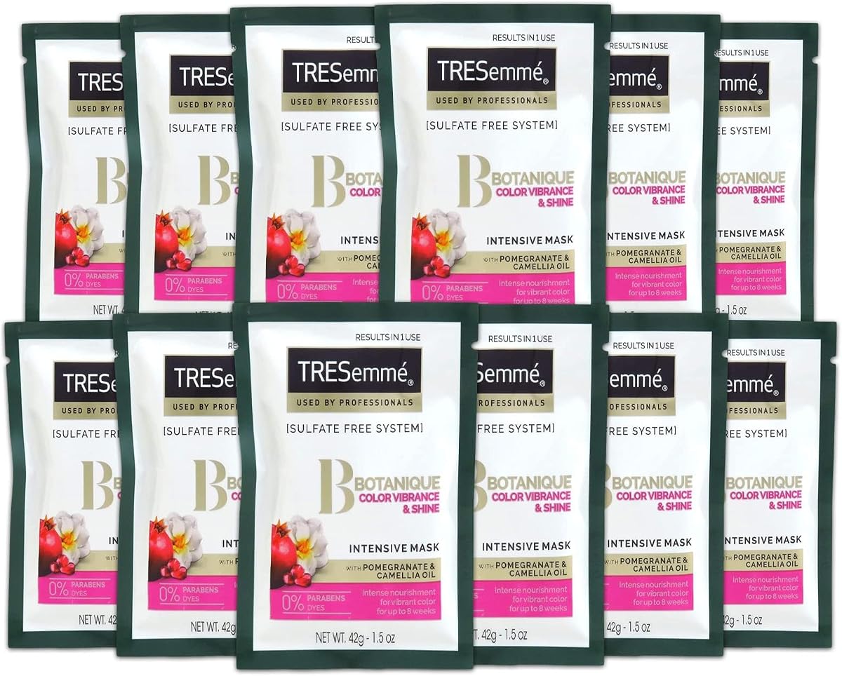TRESemmé Botanique Color Vibrance Intensive Mask, 1.5 oz, 10-Pack | Pomegranate & Camellia Oil, Shine Treatment