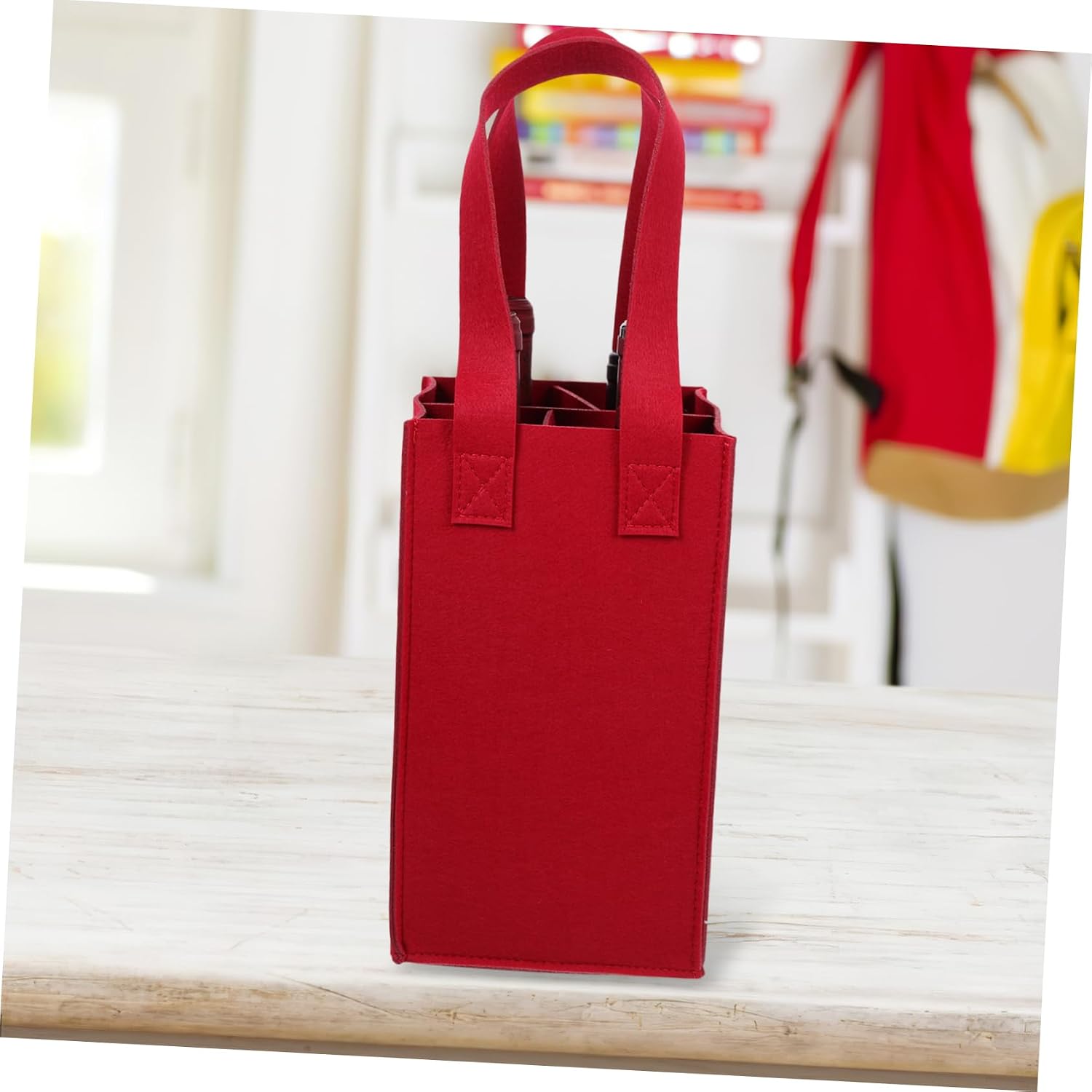 2Pcs Reusable Felt Wine Tote Bag for 4 Bottles Portable Storage Dividers for Parties and Holidays Stylish Wine Carrier for Travel