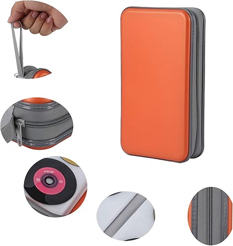 Miniatura 3 de UENTIP Estuche portátil para CD de capacidad para 96, de plástico duro para DVD, organizador de CD, cartera, almacenamiento de DVD (96, naranja)
