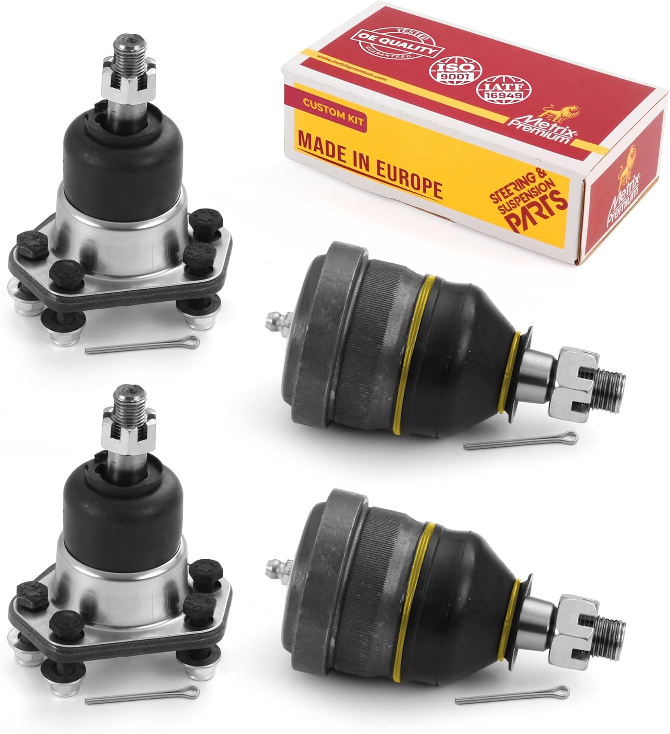 Metrix Premium Chassis Parts - 4 PC Front Lower & Upper Ball Joint Kit Fits 91-96 Buick Roadmaster, 73-87 Chevrolet El Camino, 78-87 GMC Caballero, 70-81 Pontiac Firebird, K5208 K6145T, Made in Europe