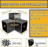 Vista 3 de Soportes para pérgola de 4 x 4, kit de herrajes para pérgola Woodworks (4 unidades), soporte de esquina de ángulo recto negro de 3 vías para cenador
