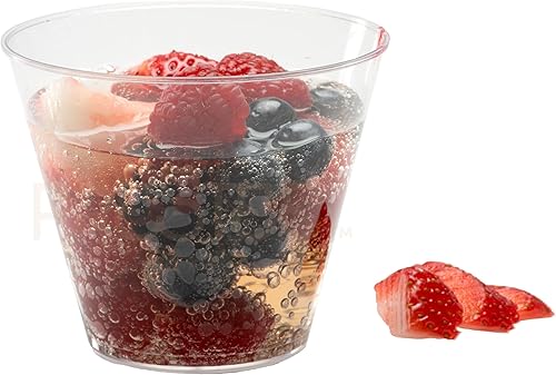 Vista 50 de Vasos de plástico transparente de 9 oz, vasos desechables pequeños, vasos antiguos de moda, 200 unidades, vasos de plástico duro, ideal para vino