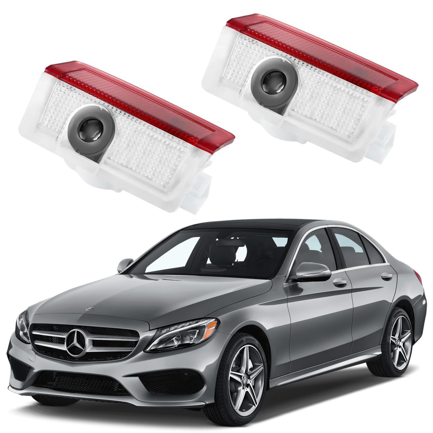 AutoQi Für Mercedes W176 W177 W205 S205 W212 W213 W242 W246 W247 W166 LED Projektor Einstiegsbeleuchtung Tür Logo Laser Türlicht, 2 STK (Benz-Kreis)