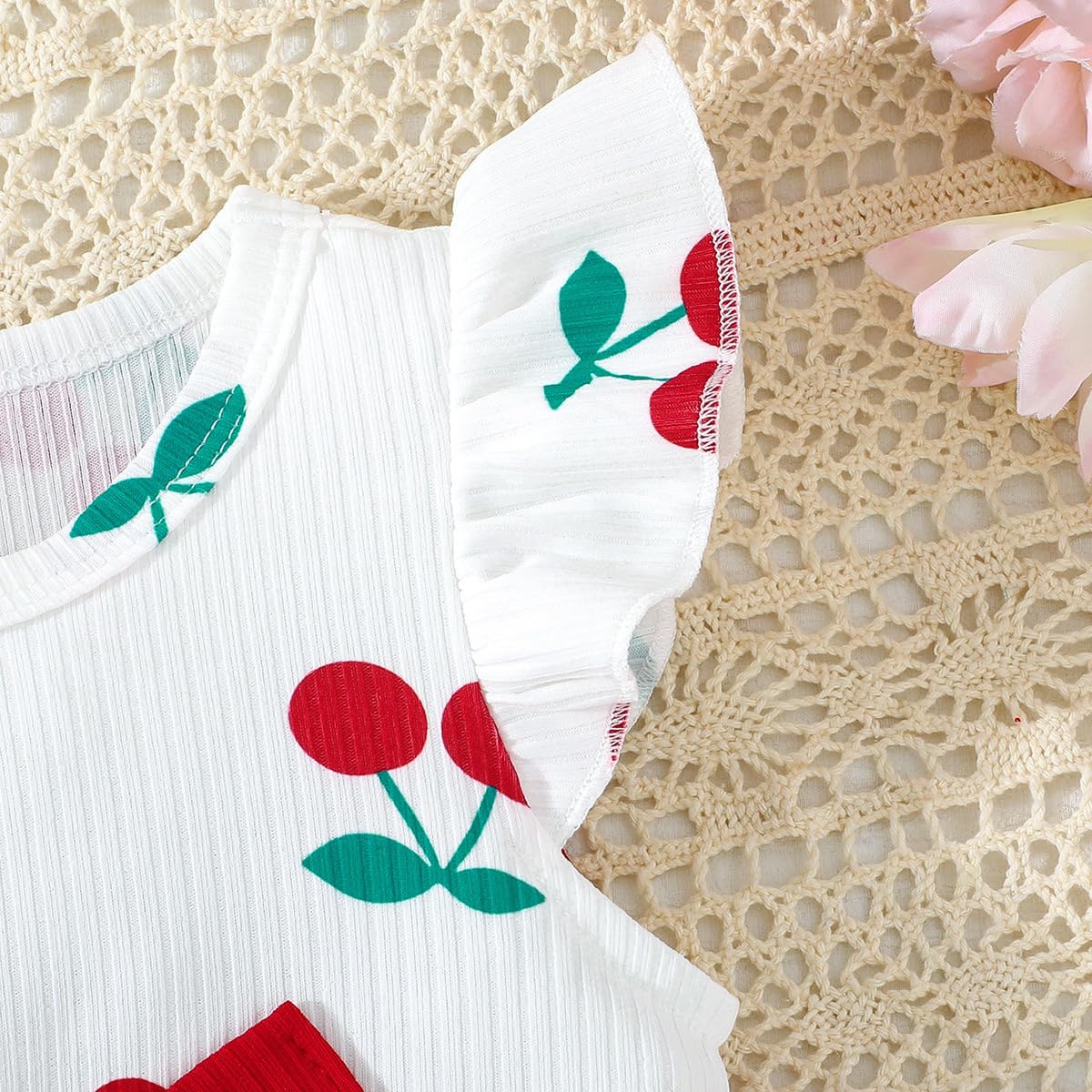 Vestido Verano Para Niña con Estampado de Mariposas Lazo Volantes sin Mangas Bonito Vestido de Lunares Para Niña — view 6