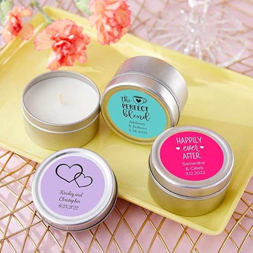 Miniatura 5 de Kate Aspen Lata de vela de viaje personalizada, 72 unidades, decoración para bodas, despedidas de soltera con diseños personalizados y líneas de