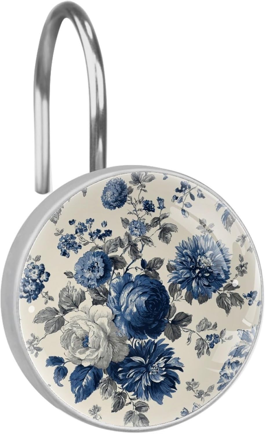 Flowers Round Shower Curtain Hooks Set of 12 Stainless Steel Decorative Hanger Rings for Bathroom Kitchen Bedroom Curtain Rods