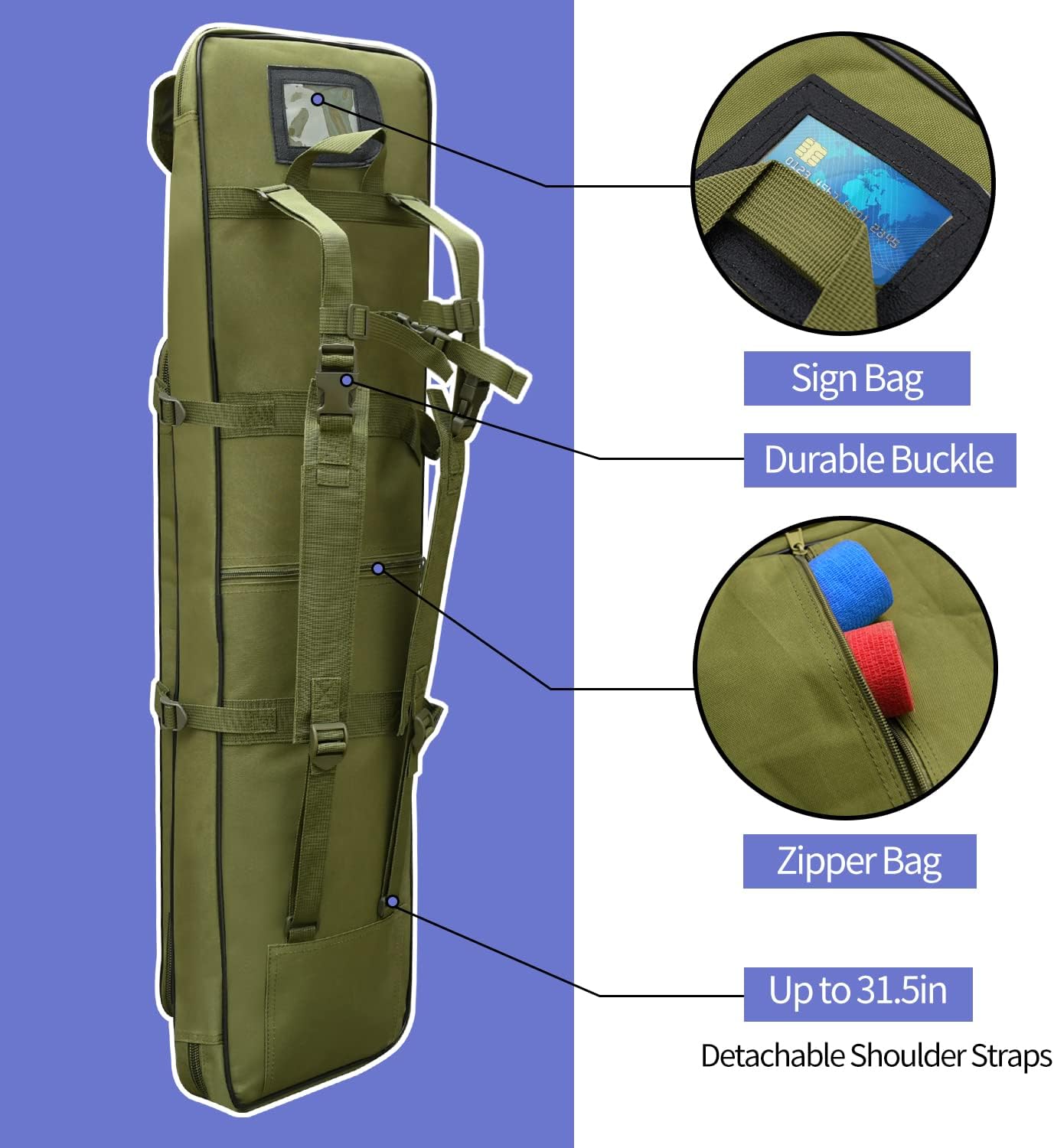 Rifle Bag, Tactical Long Rifle Backpack, Portable Shotgun Case for Firearm Storage and Transportation, Suitable for Outdoor Hunting Shooting