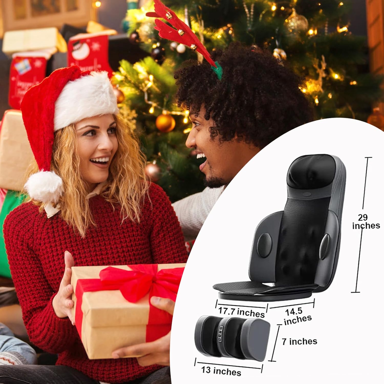 Beloving Full Body Massage Mat with Shiatsu Neck & Back Massager, Deep-Kneading Nodes Foot Massager, Heat Light & Vibration Chair Pad Adjustable Massage Chair Mat for Relaxation, Use at Home Office