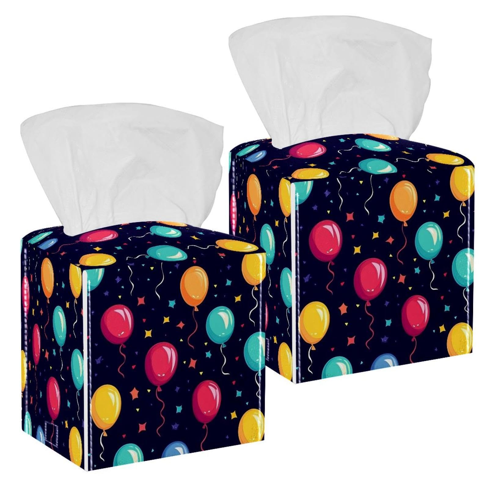 Boîte à mouchoirs avec ballons en cuir au motif gai pour coiffeuse et table