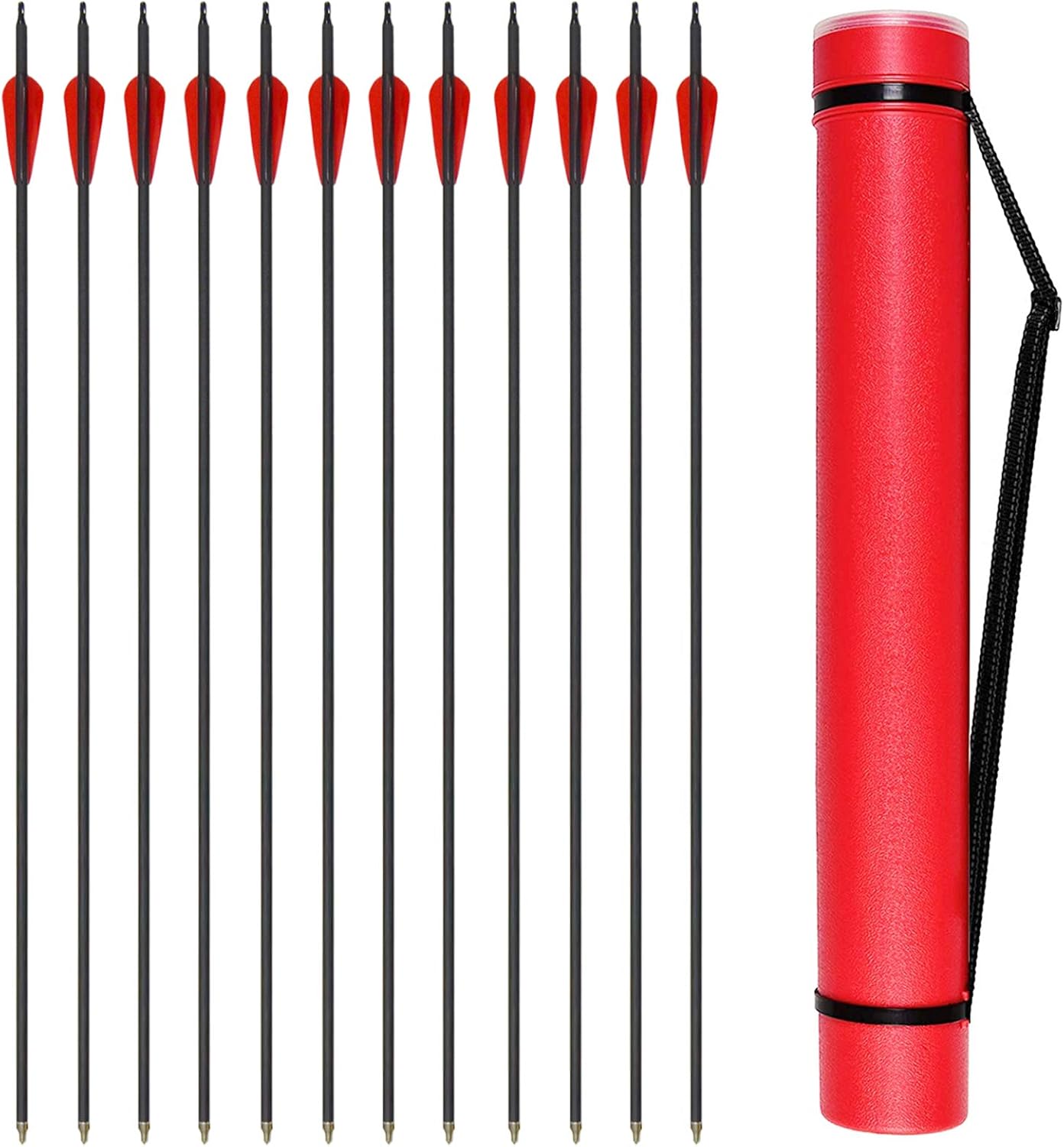 VNAKER Archery 30Inch Carbon Arrow Set with Arrow Quiver for Compound & Recurve Bow, 12 Pcs Arrow and 1Pcs Quiver (Blue) : Sports & Outdoors