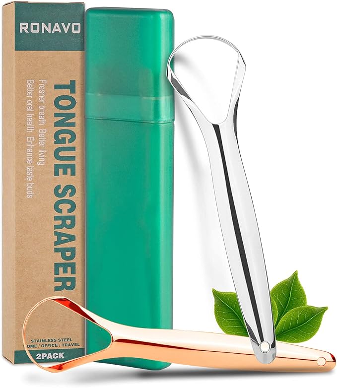 Tongue Cleaner(2 Pack)，Tongue Scraper Cure Bad Breath (Medical Grade