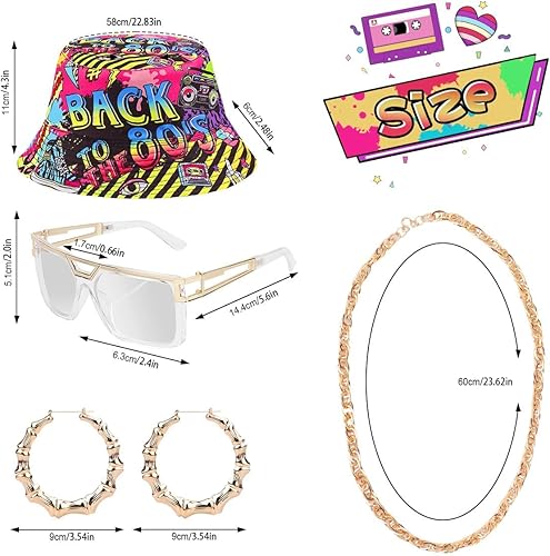 Miniatura 2 de Traje de los años 80 y 90 para mujer, disfraz unisex de hip hop, camiseta de béisbol, pantalones de yoga, sombrero de pescador, cadena dorada,