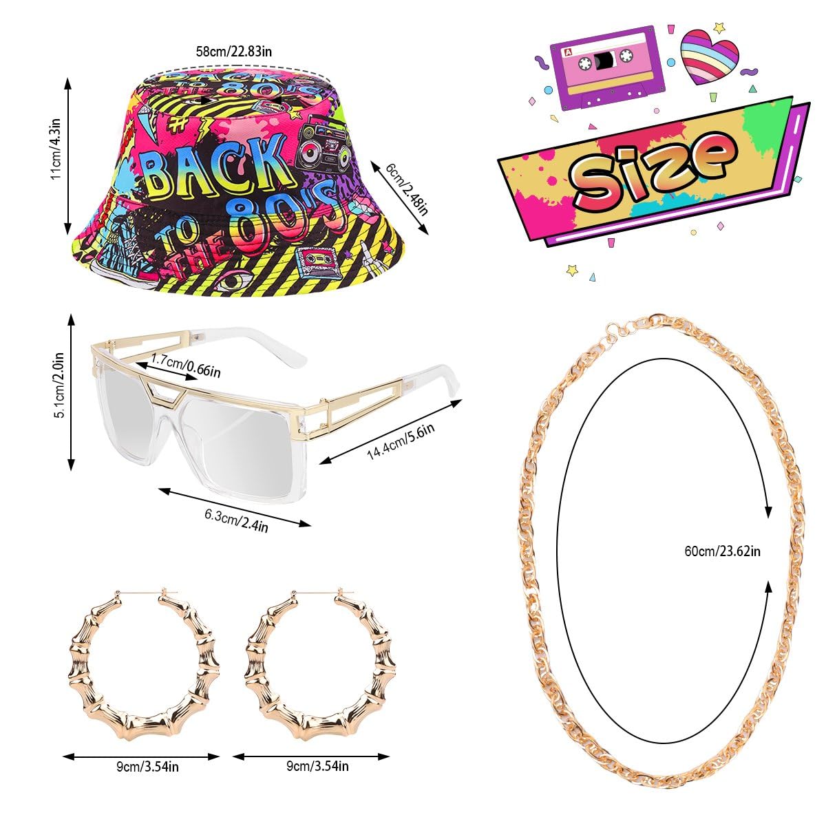 WILDPARTY 80s 90s Hip Hop Costume Outfit for Women Baseball Jersey Shirt Yoga Pants Bucket Hat Gold Chain Rapper Accessories 1990s 1980s Neon Clothes Retro Party Pattern-N M - Image 3
