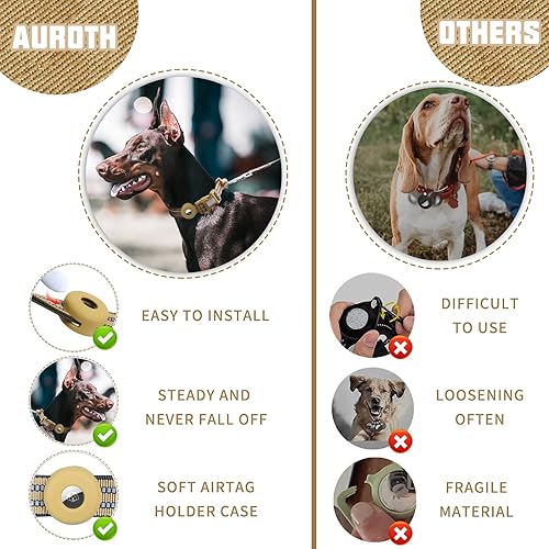 Miniatura 4 de Auroth Collar de perro Airtag, soporte ajustable para AirTag para perros medianos y grandes, soporte para collar de perro Airtag con anillo en D