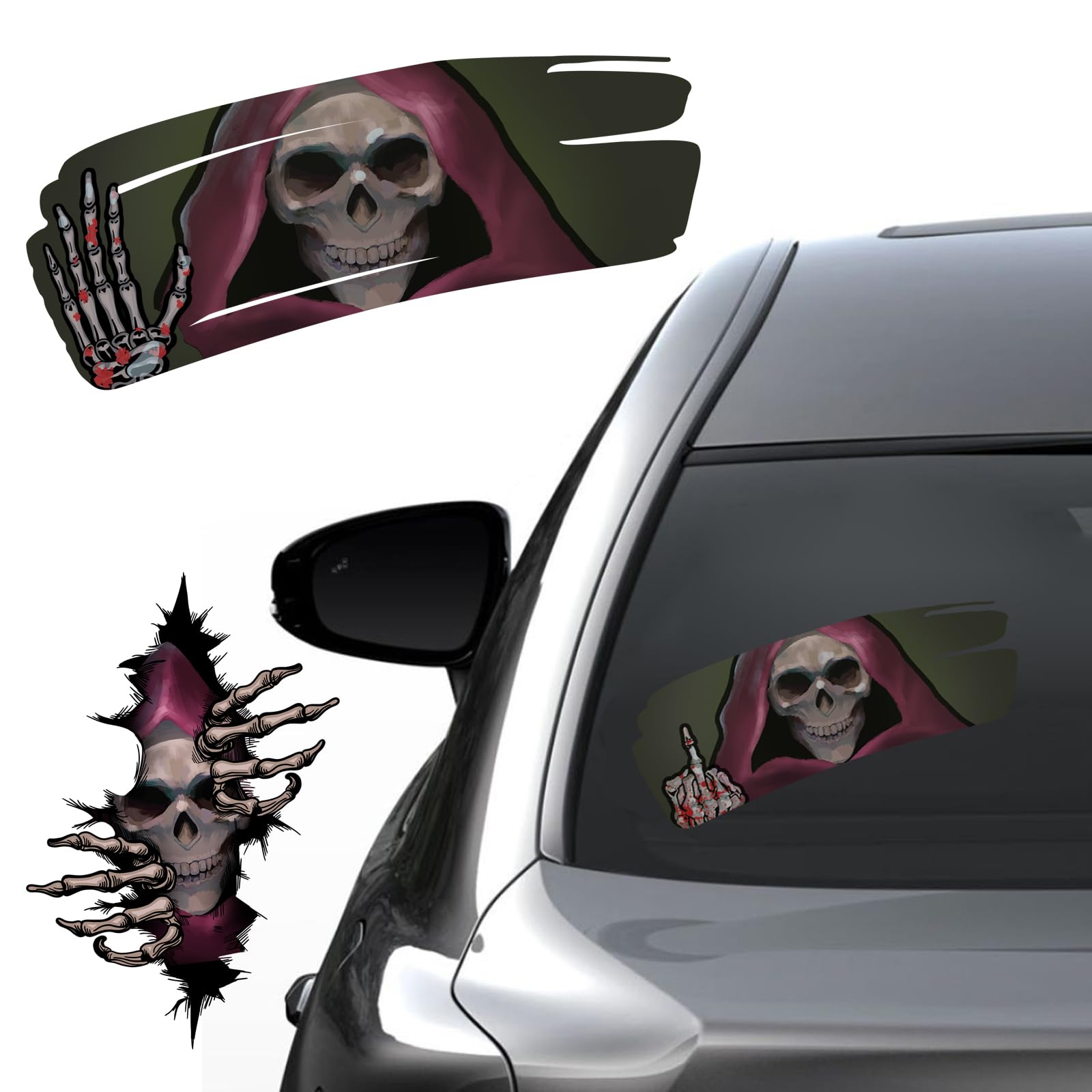 Autocollant Halloween Horreur Peeking Pour Voiture, Nouiroy Effrayant