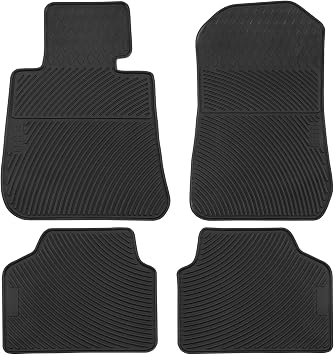 Car Floor Mats Custom Fit for BMW 3 Series 325i/328i/330i/335i E90 E91 E92 2006-2011 Full Black Rubber Auto Liner Mats All Weather Protection Heavy Duty Odorless