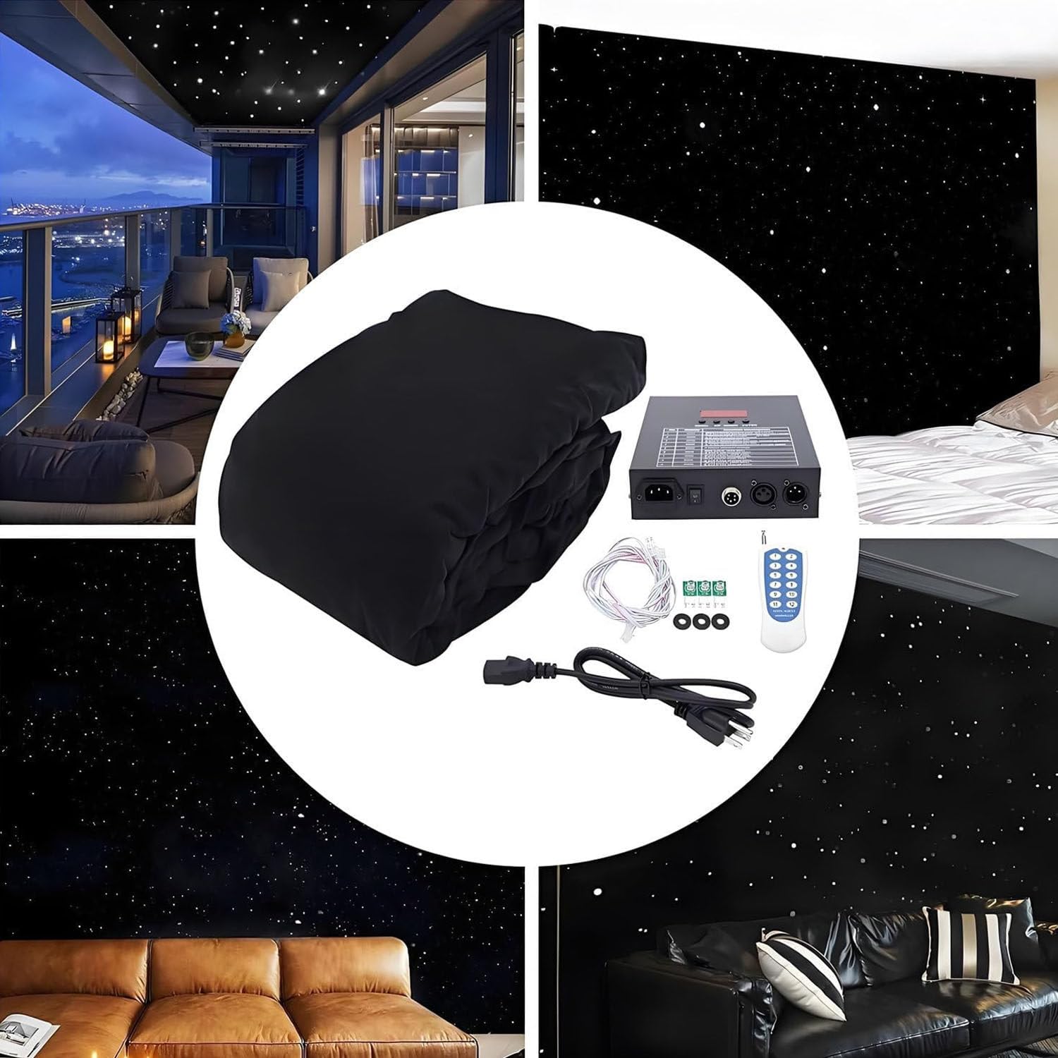Rideau de toile de fond en forme d'étoiles étoilées LED avec contrôleur, tissu pliable pour fête de Noël, mariage, spectacle, décoration de club, 4 x 5 m