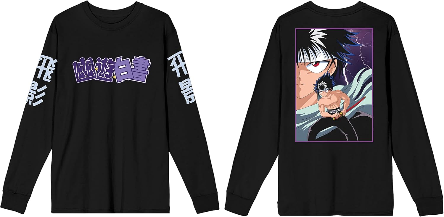 Yu Yu Hakusho Hiei Poster Art Men's Black Long Sleeve Shirt-Small