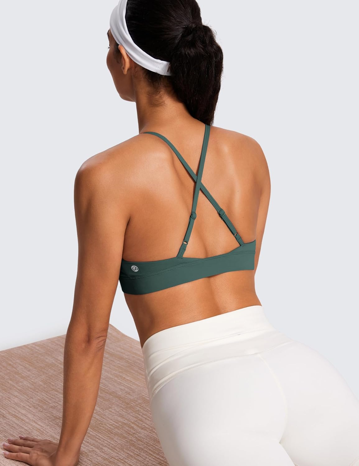 CRZ YOGA Womens Double Lined Triangle Strappy Sports Bra - Adjustable Spaghetti Straps Wireless Workout Yoga Cami - Image 5