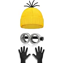 3/4/6PCS Halloween Costumes for Men Women Adults, Yellow Beanie, Steampunk Goggles, Black Gloves,Party Cosplay
