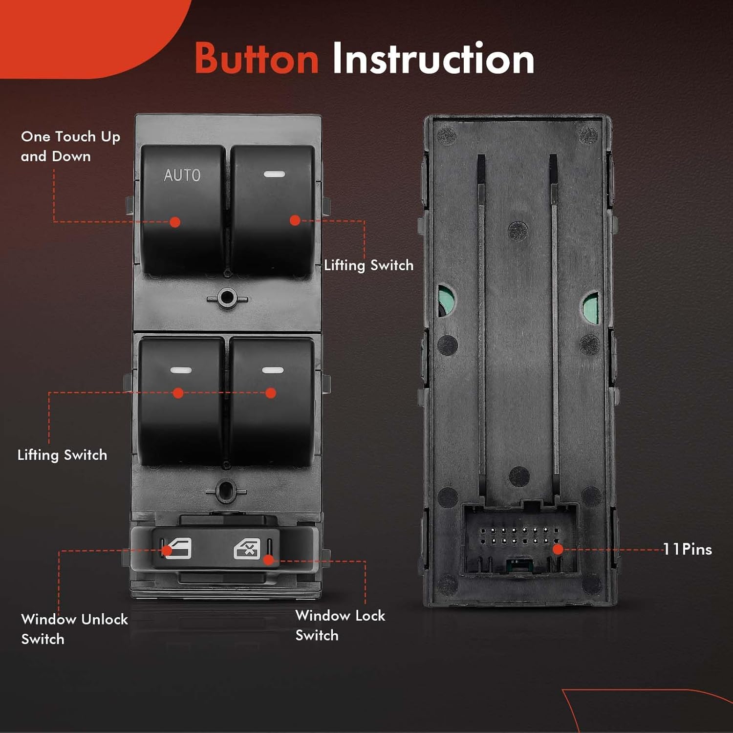 A-Premium Front Driver Side Master Power Window Switch Compatible with Ford Taurus 2010-2012, Flex 2009-2019, Replace# 8A8Z14529AA, AA8Z14529AA