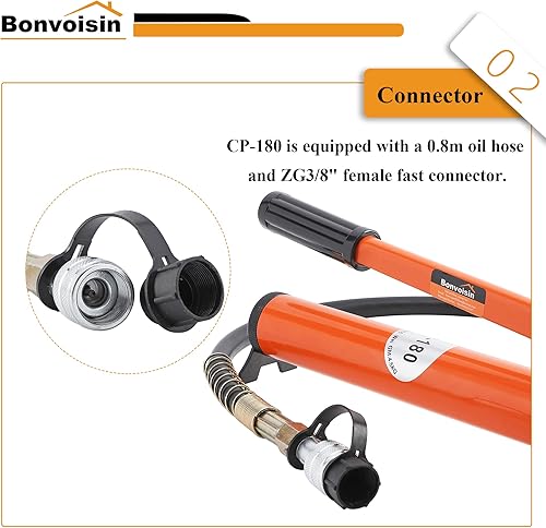 Miniatura 12 de Bonvoisin 20T hidráulico Ram cilindro Jack perfil bajo Porta Power Ram 0.55 "carrera de un solo efecto Mini Jack Ram con bomba de mano hidráulica