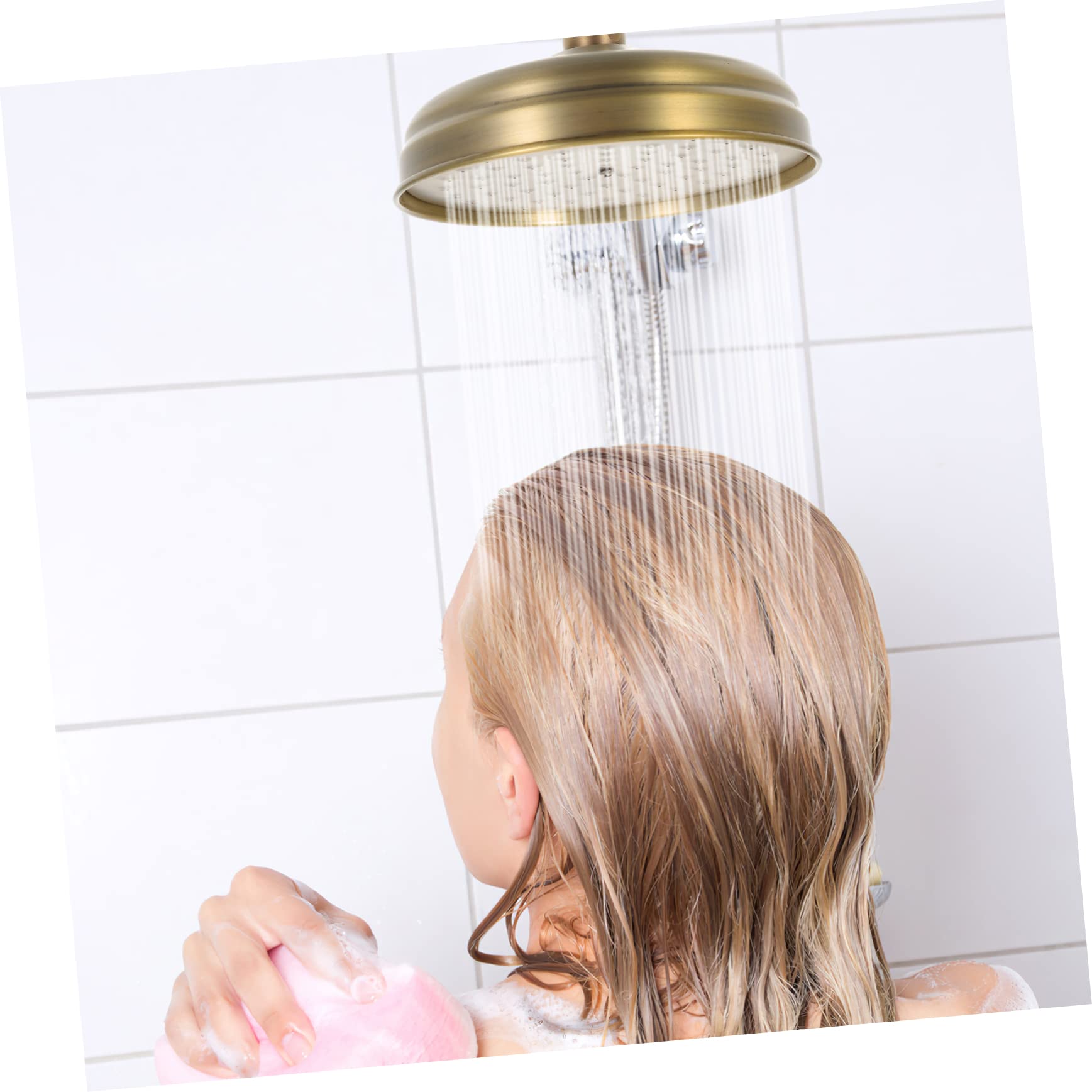 Cabezal de Ducha de Lluvia Retro Dorado de Cobre Rociador de Ducha de Baño Compacto Fácil de Limpiar E Instalar