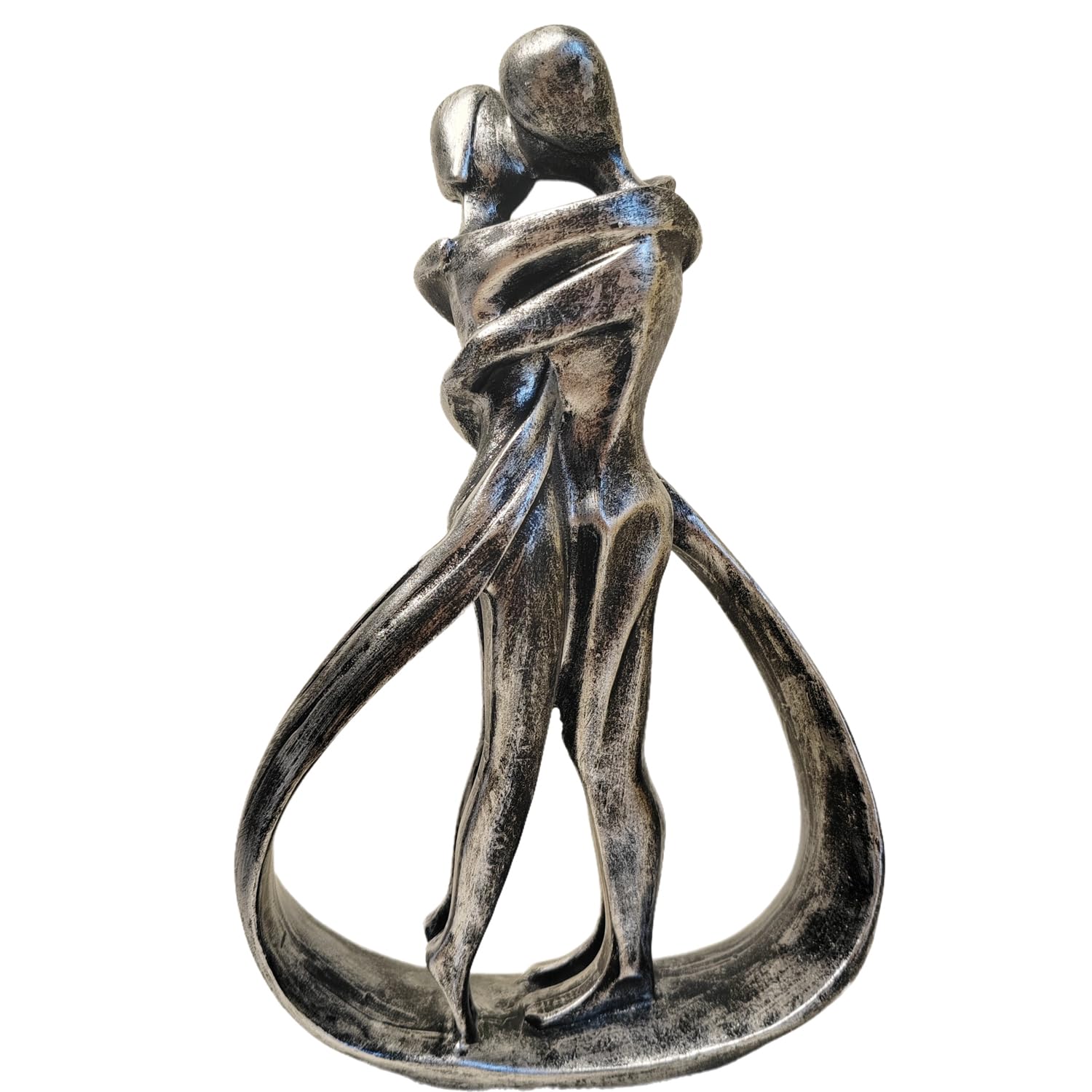 Statue Couple Moderne - Sculpture Abstraite Déco Salon | Résine Noire Et Blanche | Idée Cadeau Original