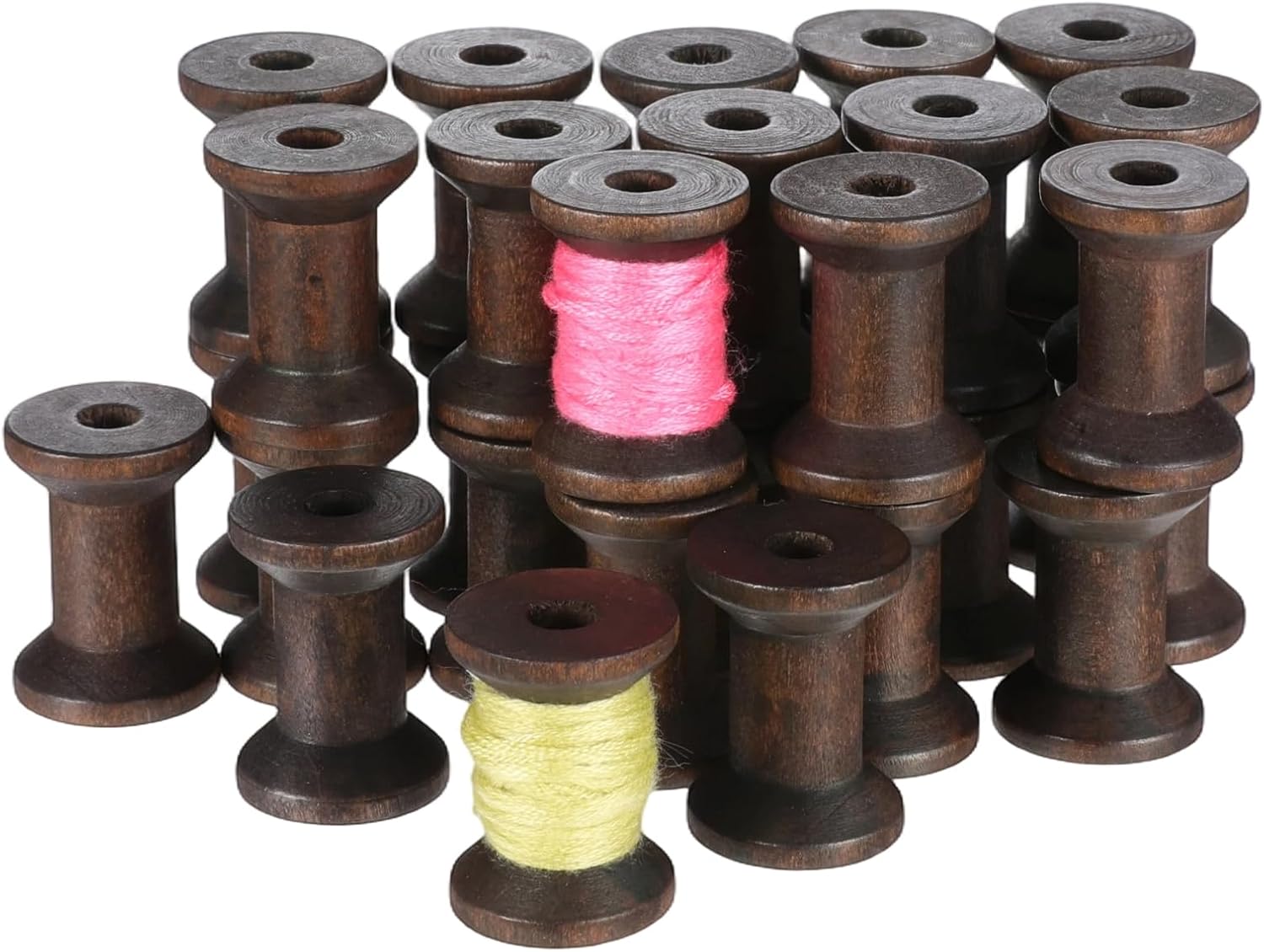 30Pcs Wooden Spools for Crafts Empty Thread Spools Sewing Bobbins Embroidery Thread Bobbins Empty Spool for Craft Wire Weaving DIY Projects Sewing Embroidery Machines Threads Cord Ribbon Organizer
