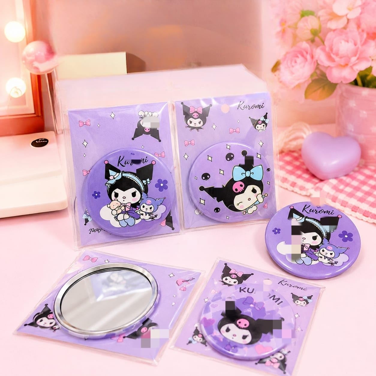CLICKETY CLACK™ Cute Pocket Mirror Round Compact Cartoon Printed/Travel Friendly Portable Funky Utility Fashion Makeup Mirror/Gifting Option for Girlish Parties (Pack -4)-image-49