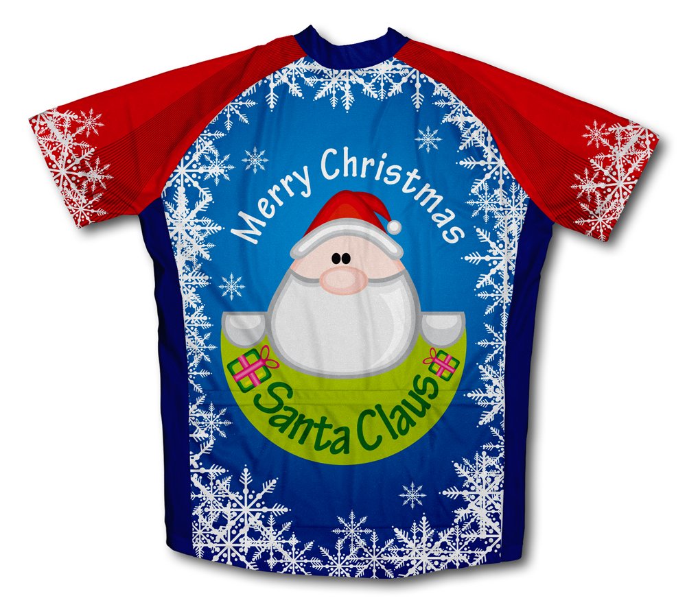 ScudoPro Peekaboo Santa Short Sleeve Cycling Jersey for Youth - Size XS Blue