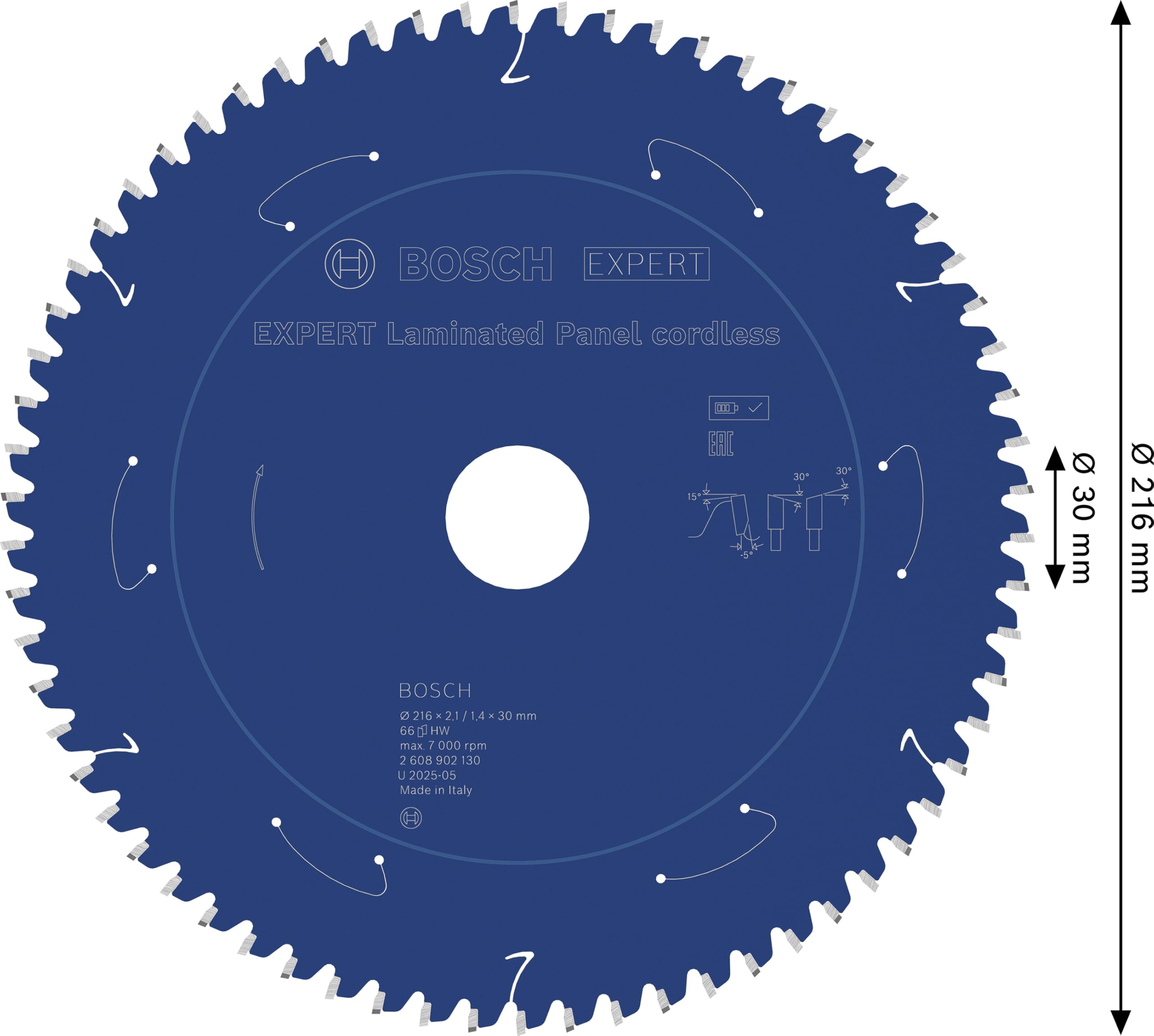 Bosch 1x Tarcza pilarska EXPERT Laminated Panel cordless (do Płyty powlekane tworzywem sztucznym, Ø mm, Professional Akcesoria Bezprzewodowa stołowa pilarka tarczowa)