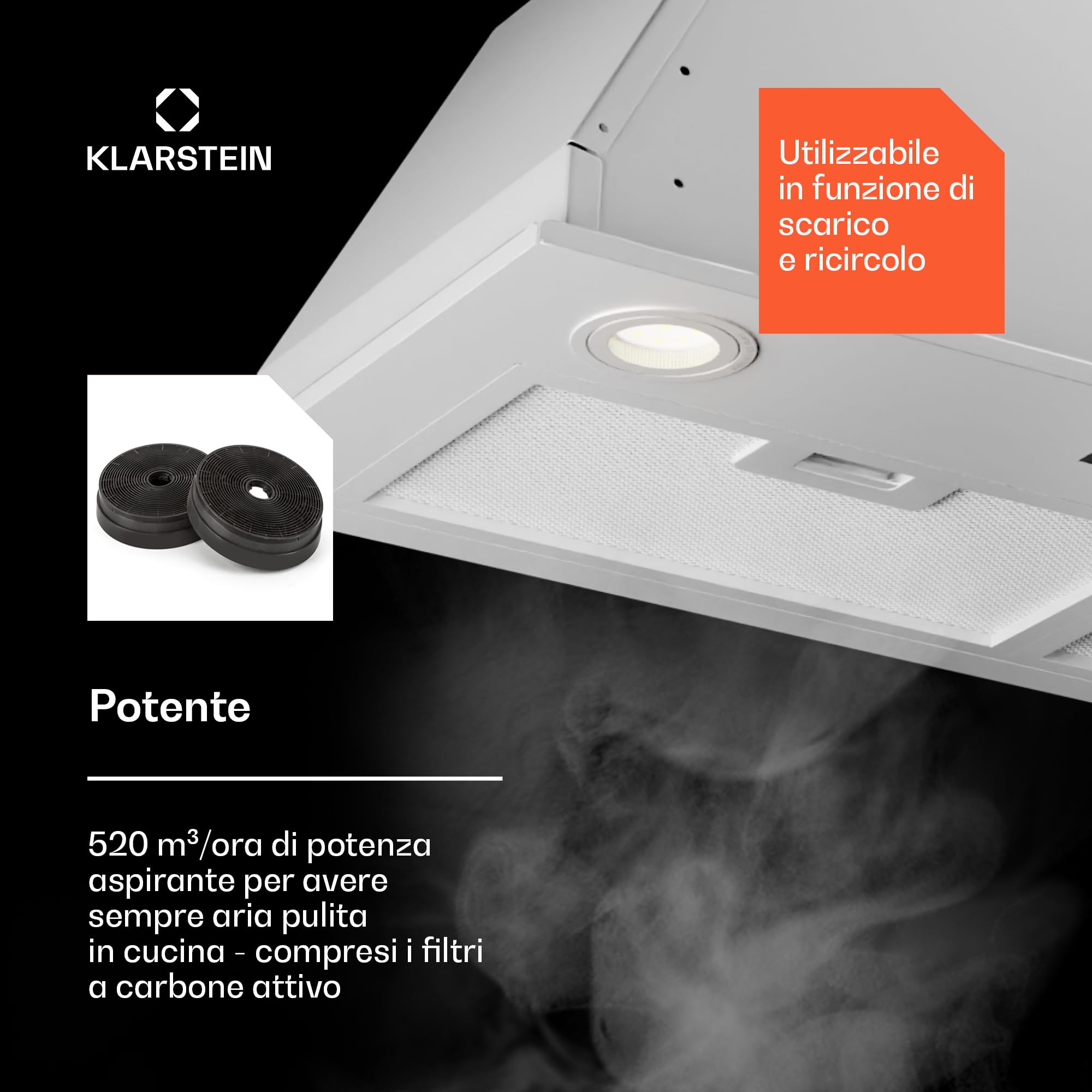 Cappa Aspirante A Incasso Klarstein 90cm - 640m³/h - Con Filtro Lavabile E Touch Control - Foto 10