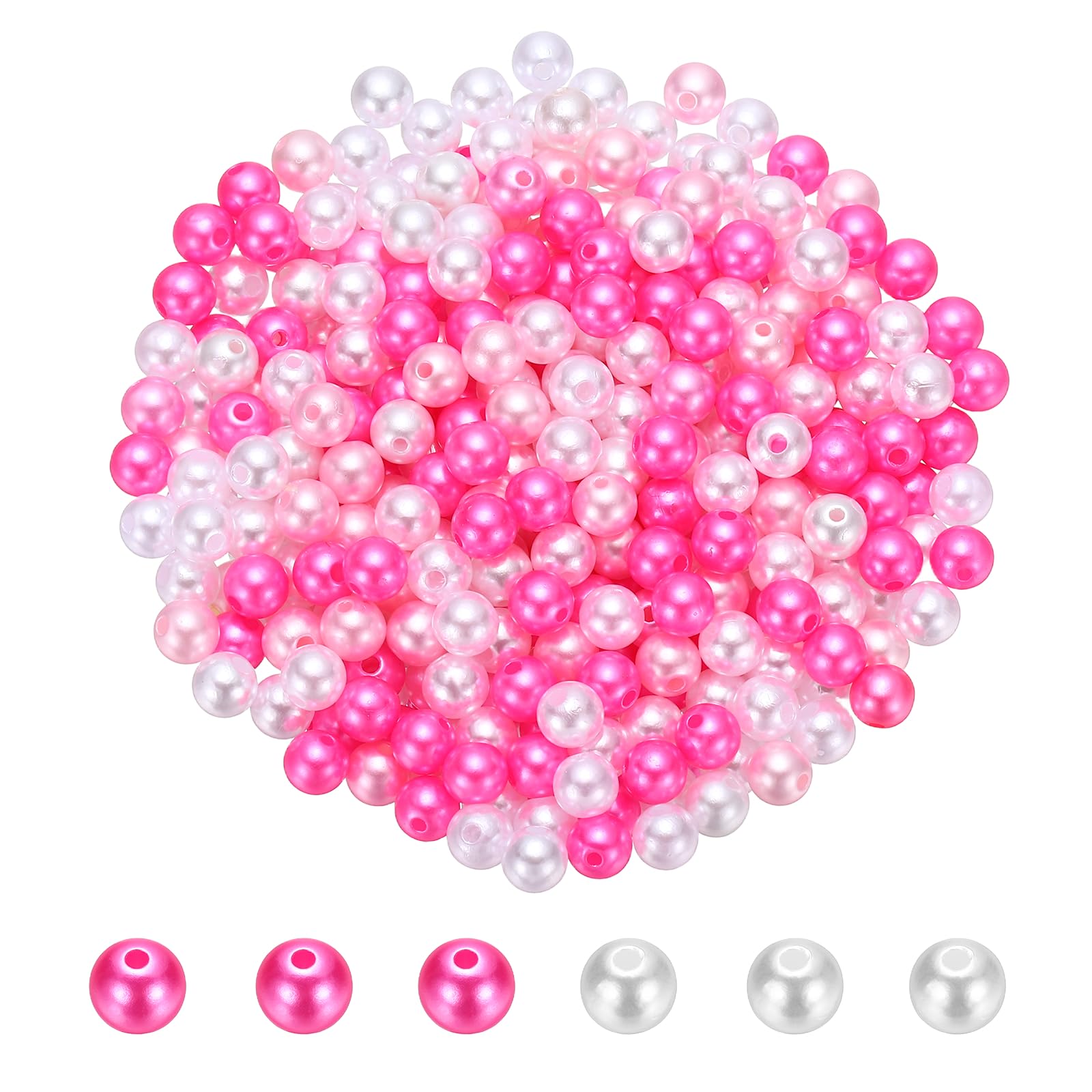 PATIKIL 8mm Colored Pearls, 400Pcs Pearl Beads for Jewelry Making Round ABS Craft Beads with Holes for Jewelry Making DIY Crafts Necklace Bracelet Earring Sewing Home Decor, Pink Mix โ image 1