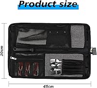 Vista 3 de Bolsa de rollo para cuchillos de chef, bolsa de cuchillo de chef Oxford resistente, estuche portátil para cuchillos de chef de 13 ranuras