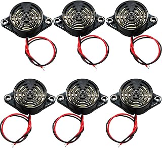 mxuteuk 6pcs DC 3-24V Wired Electronic Buzzer Alarm Sounder Speaker Intermittent Beep Tone SFM-27-II