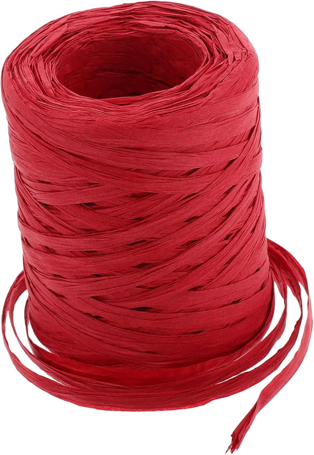 TEHAUX 1roll Raffia Ribbon Twine Paper String for Wrapping and Crafts Vibrant Red for Christmas Decoration