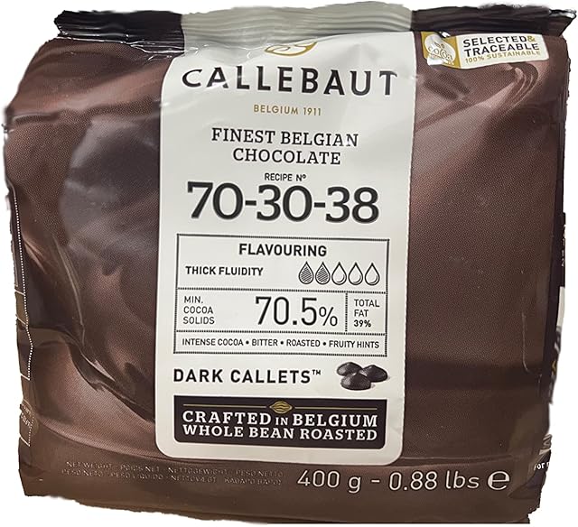 Callebaut N° 70-30-38 - Finest 70.5% Belgian Dark Chocolate Couverture (Callets) 400g