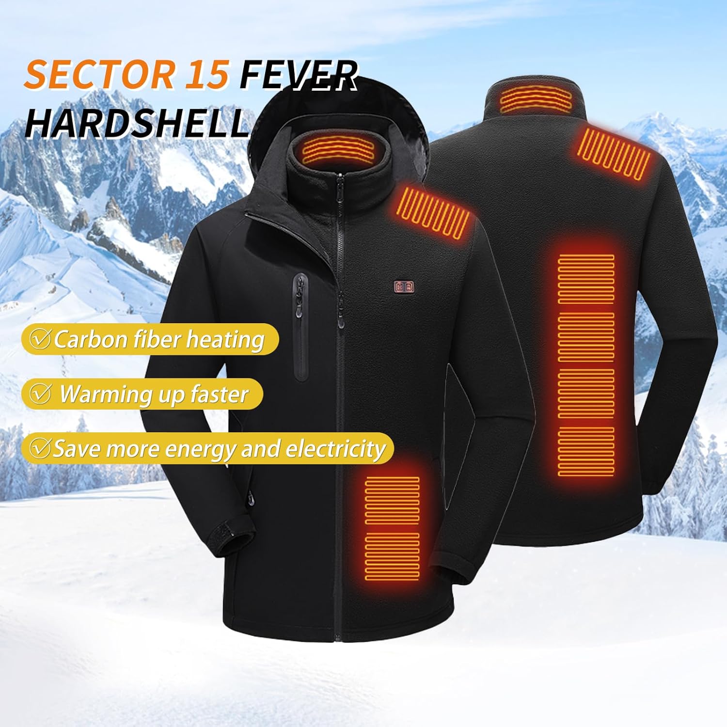 Heated Jacket for Men Winter Outdoor Soft Shell Electric Heating Coat without Battery
